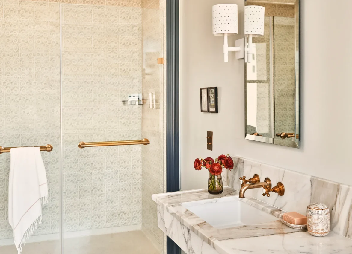 Bathroom sink and shower