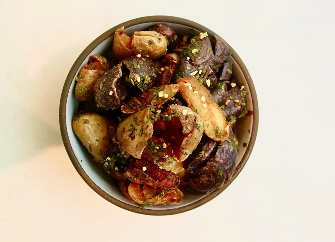 Crispy roasted fingerling potatoes served at Ristorante Per L'Ora, an Italian restaurant in downtown Los Angeles.