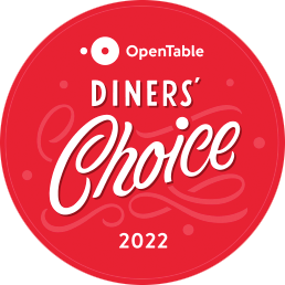 The 2022 OpenTable Diners' Choice award badge for Ristorante Per L'Ora, one of the best downtown LA restaurants.